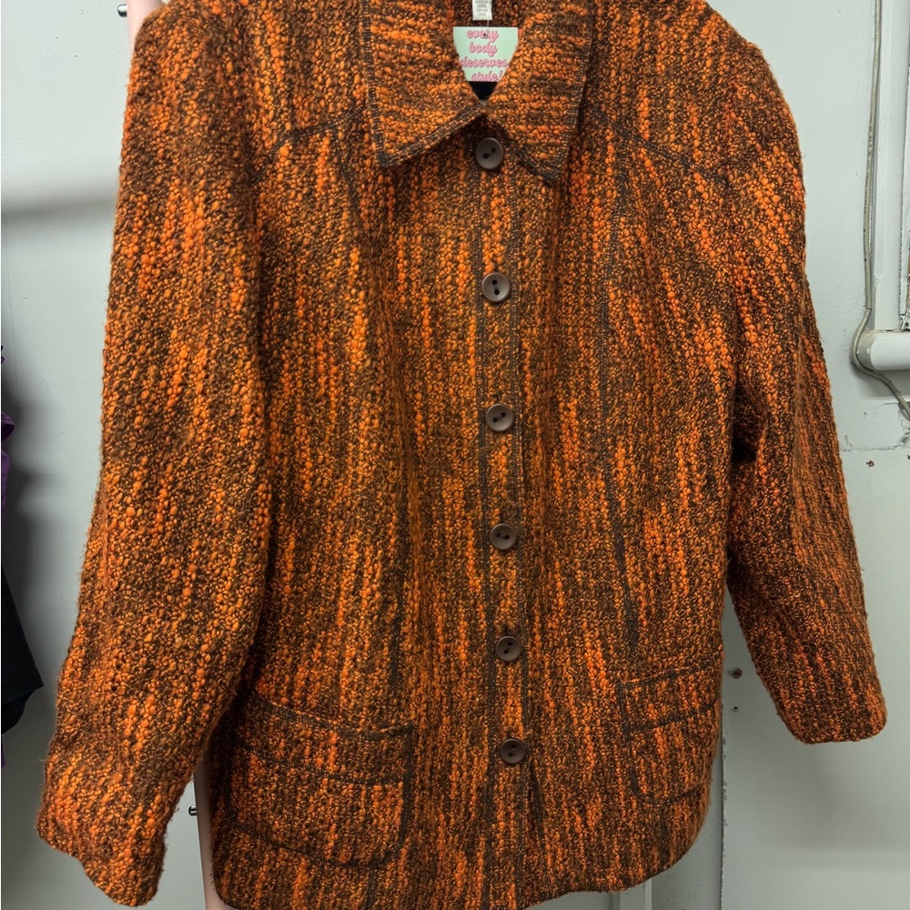 Plus Orange and Brown Teddy Jacket